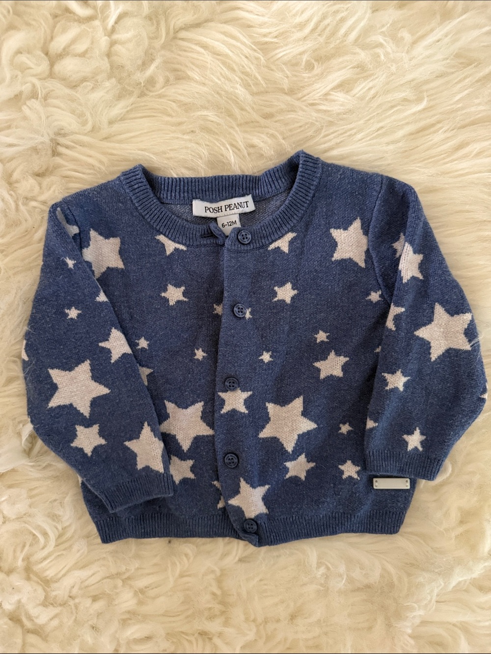 Posh Peanut Blue Star Knit Cardigan